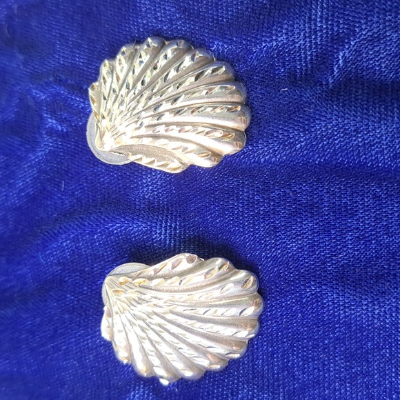 Handcrafted Jewelry - Sterling Silver Scallop Shell  Post Earrings